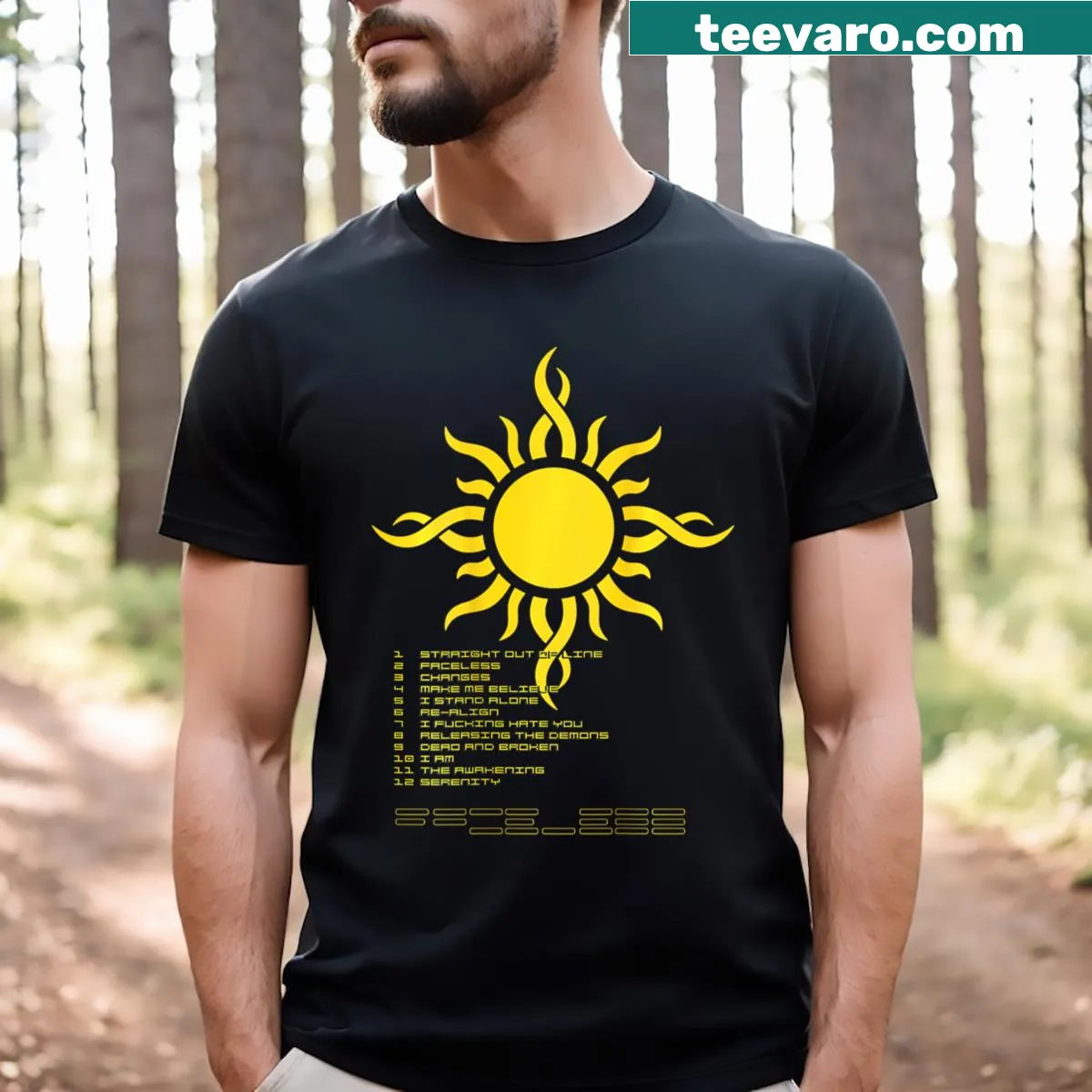 Faceless logo graphic of Godsmack on T-shirt — on a men's t-shirt