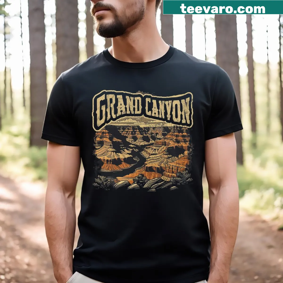 Vintage Grand Canyon national park themed T-shirt — on a men's t-shirt