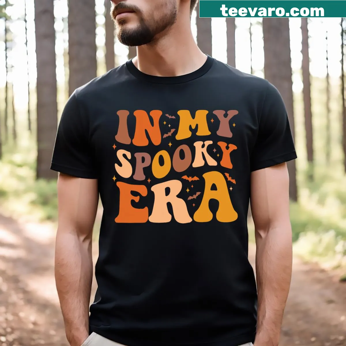 Cartoon ghost design for a Halloween T-shirt — on a men's t-shirt