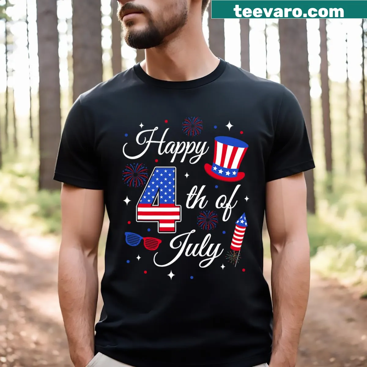 Patriotic American flag t-shirt for kids celebrating 4th of July — on a men's t-shirt