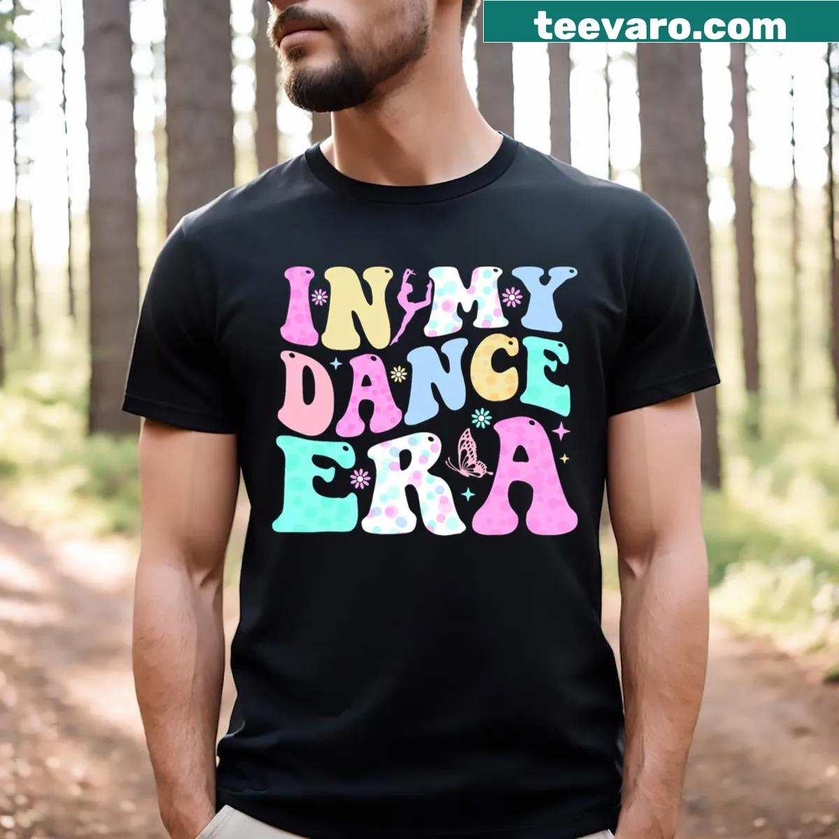 Dance-themed shirt with a ballet dancer graphic and text — on a men's t-shirt