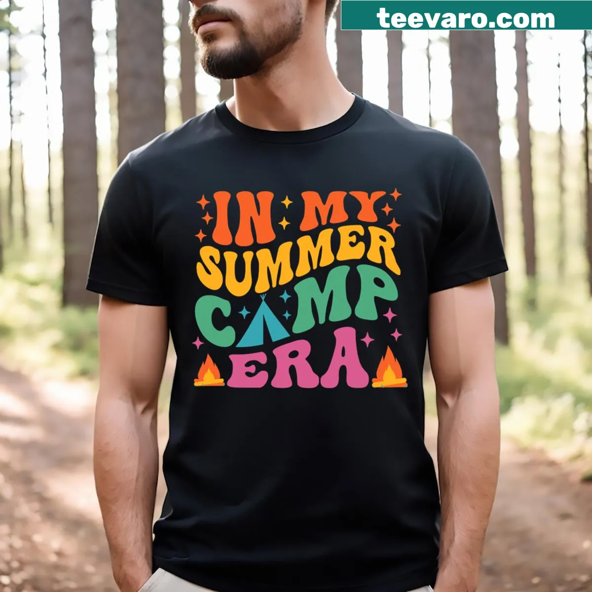 Funny summer camp t-shirt with 'In My Summer Camp Era' text — on a men's t-shirt