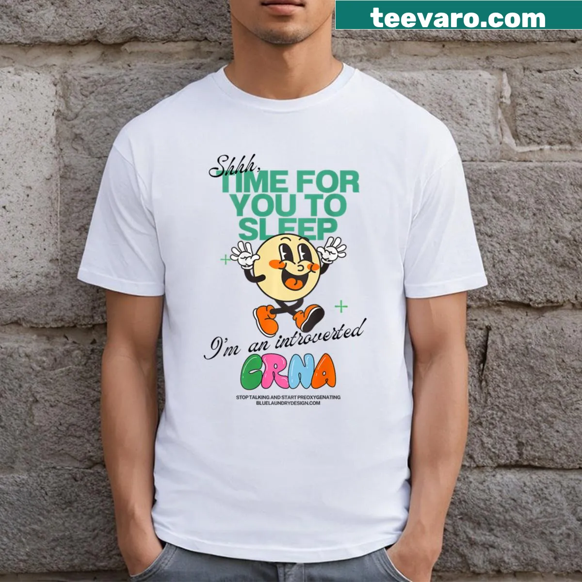 T-shirt celebrating nurse anesthetists with the title Introverted Crna — on a men's t-shirt