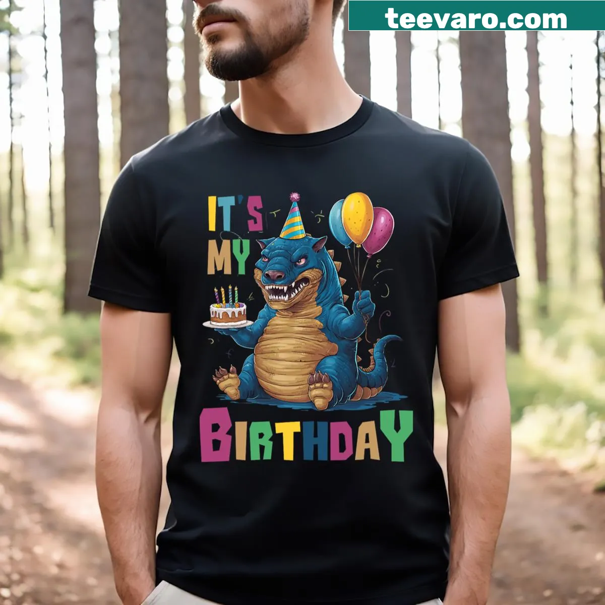 Funny Kaiju graphic on a birthday shirt for kids featuring a monster — on a men's t-shirt
