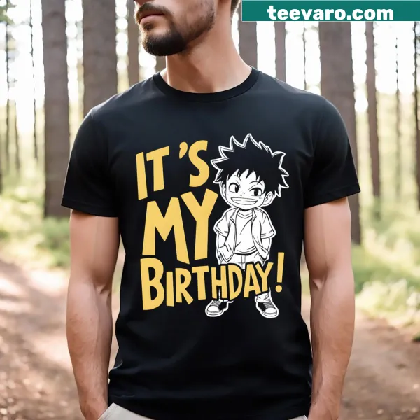 Kawaii anime boy graphic on a birthday shirt for kids