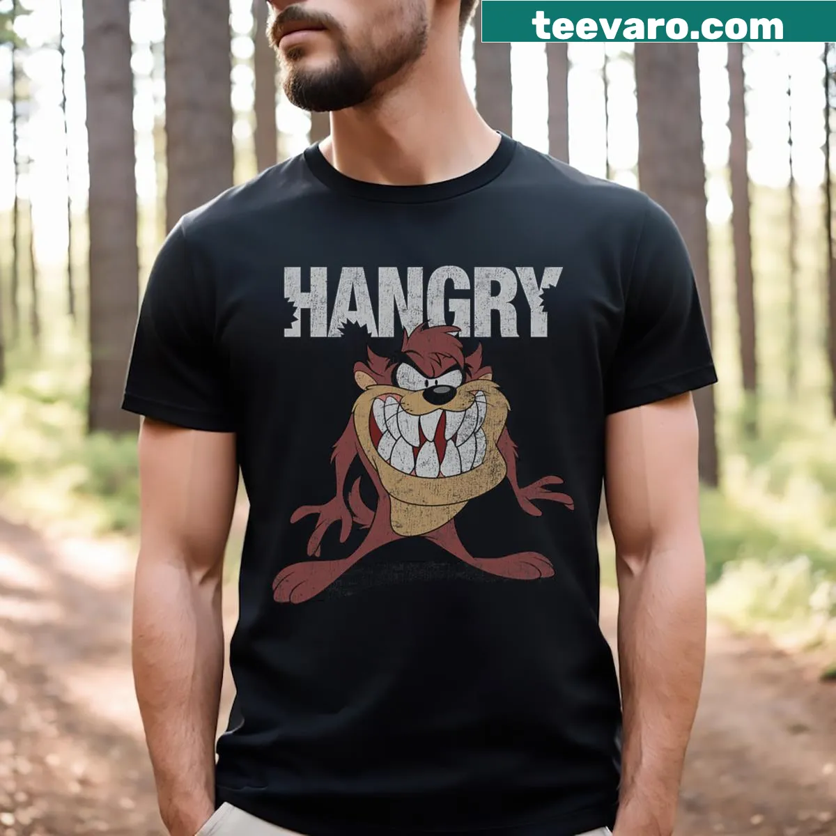 Retro portrait of Tasmanian Devil on a big chest graphic t-shirt — on a men's t-shirt