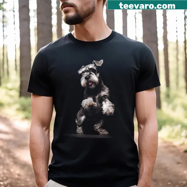 T-shirt featuring an illustration of a Miniature Schnauzer dog