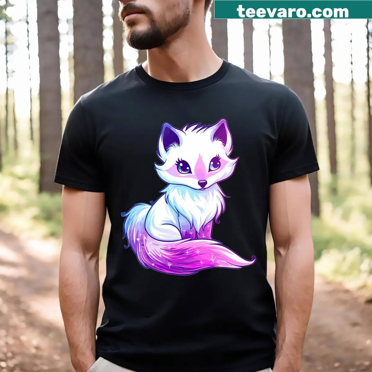 Cute Arctic fox illustration on a T-shirt — on a men's t-shirt