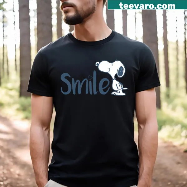 Snoopy character smiling cartoon graphic on T-shirt for kids