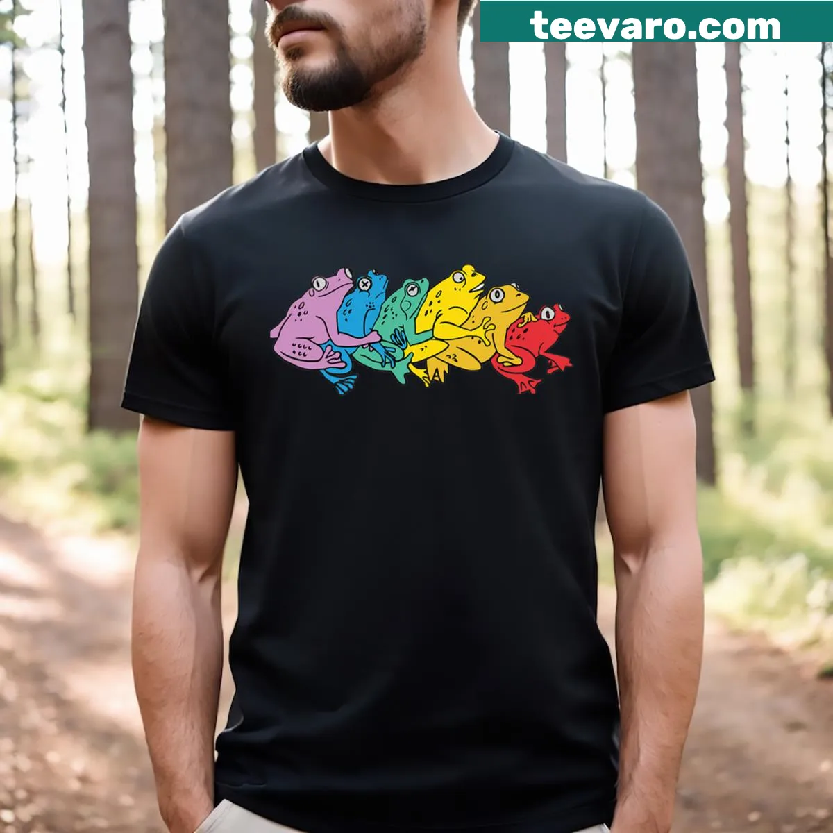 Cute rainbow frog graphic on an LGBTQ-themed t-shirt — on a men's t-shirt