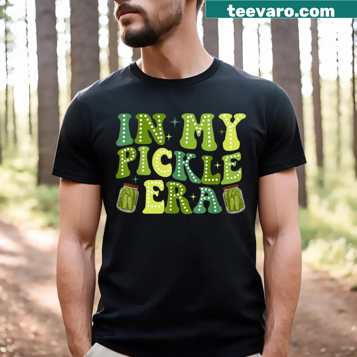 Retro t-shirt for teens with playful 'In My Pickle Era' text — on a men's t-shirt