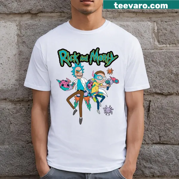 Cartoon T-shirt featuring an alien cyborg from Rick and Morty
