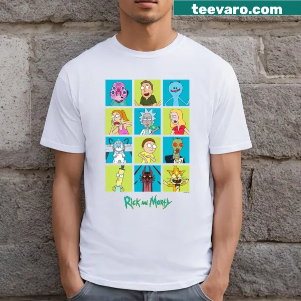 Adult T-shirt featuring characters from Rick and Morty cartoon