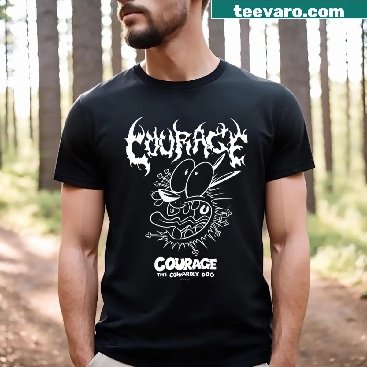 Courage The Cowardly Dog Extreme Metal T-shirt with bold graphics — on a men's t-shirt