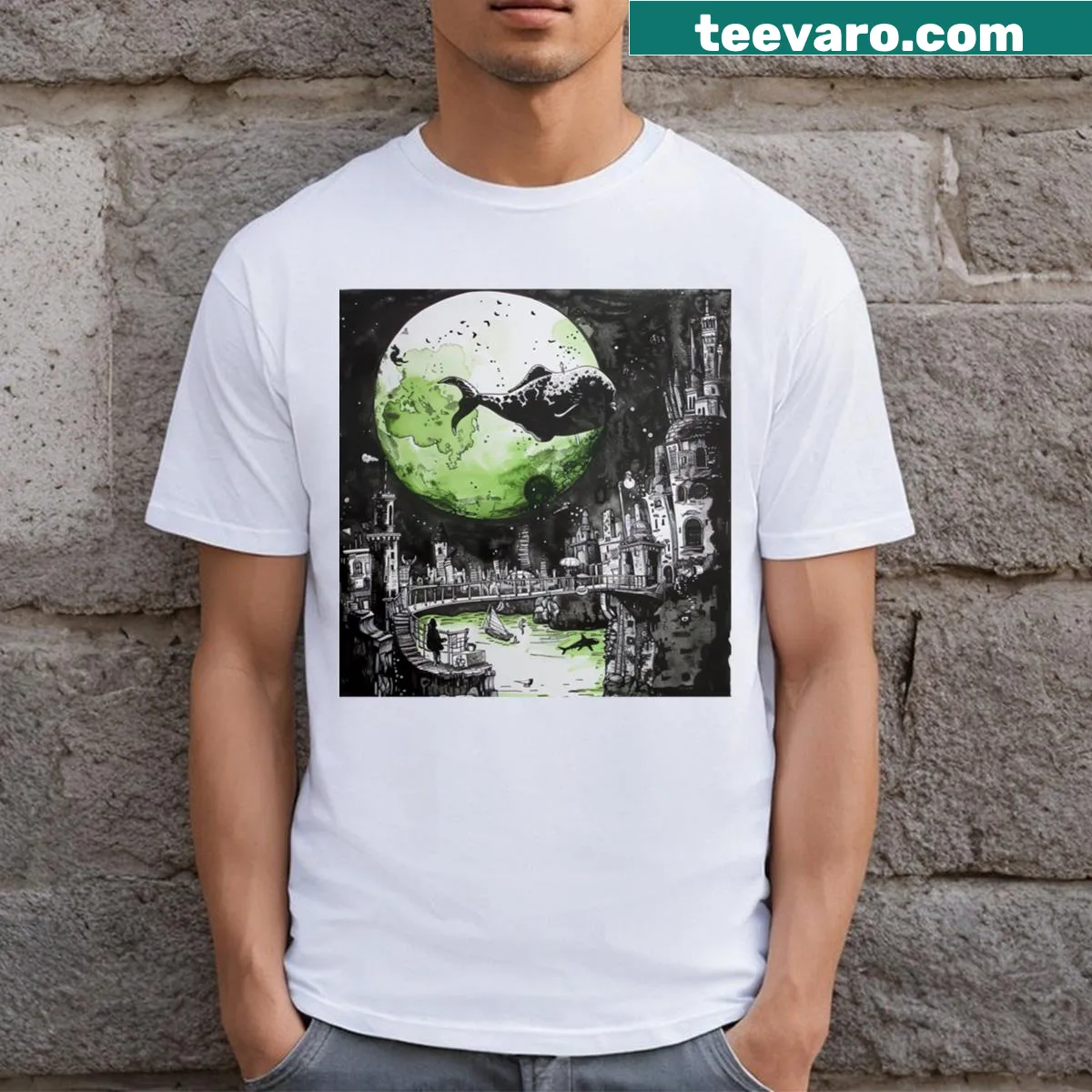 Striking surreal art t-shirt with intricate abstract design — on a men's t-shirt