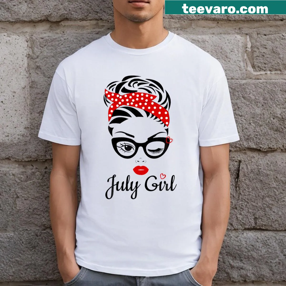 T-shirt for girls celebrating July birthdays with a fun design. — on a men's t-shirt