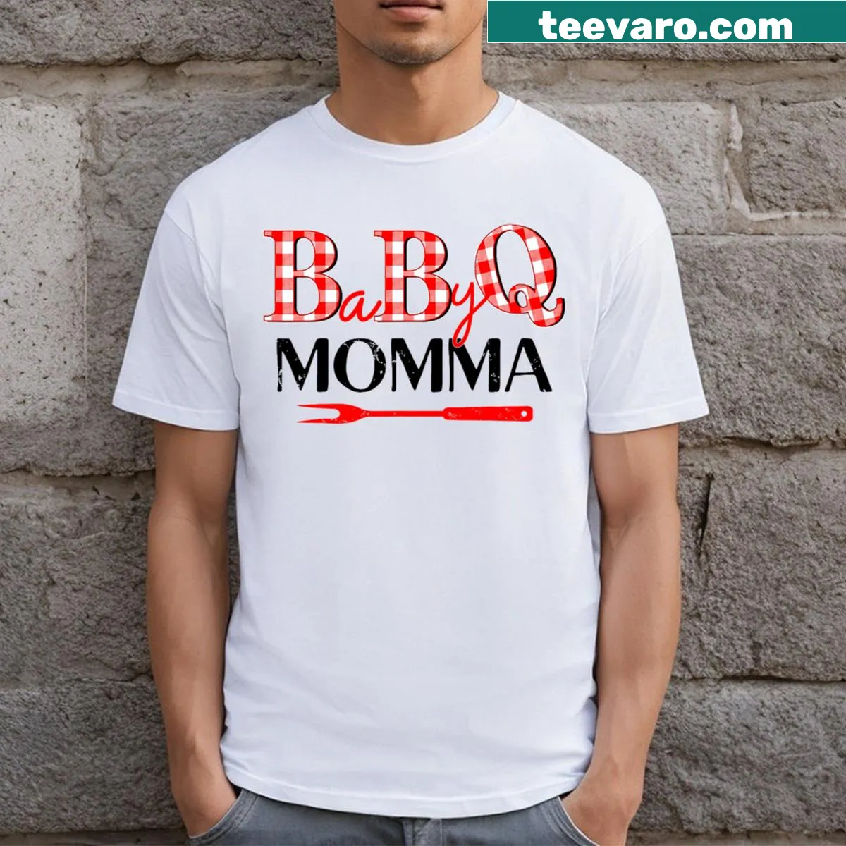 Funny family matching T-shirt for Baby BBQ shower and 1st birthday — on a men's t-shirt