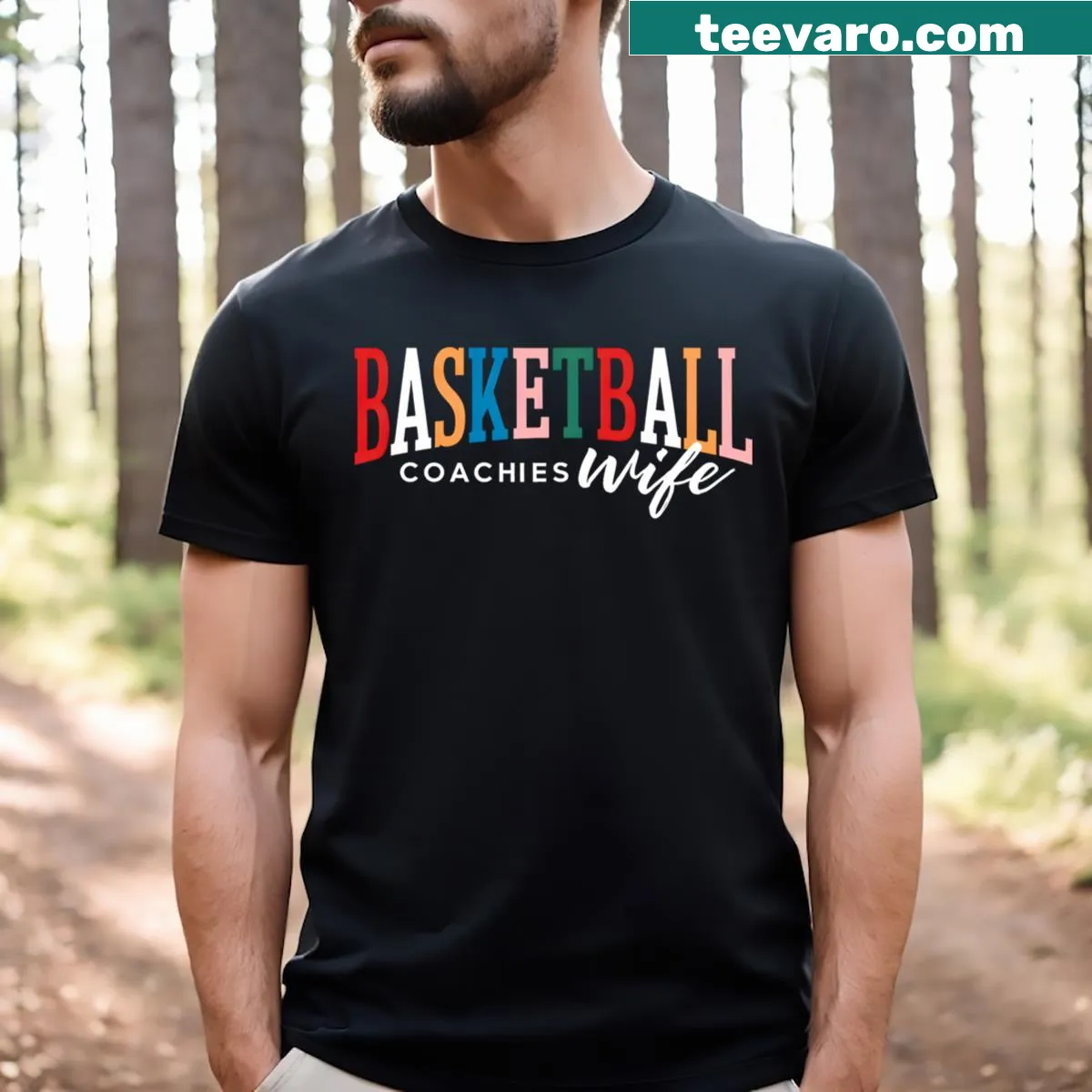 Funny text graphic for basketball coach's wife on a t-shirt — on a men's t-shirt