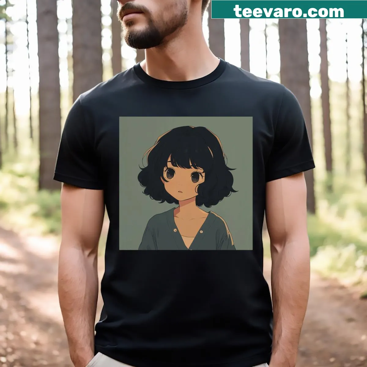Anime-style graphic inspired by Bebe Daniels on a t-shirt — on a men's t-shirt