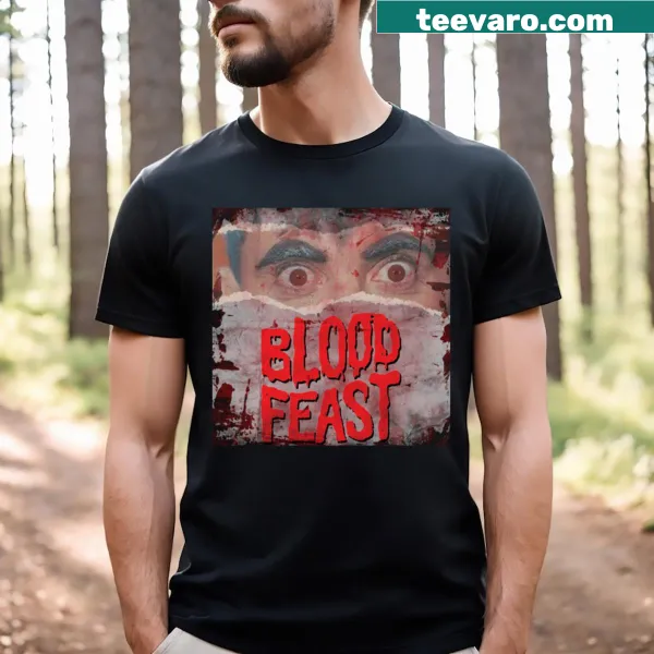 Edgy Blood Feast themed T-shirt with horror illustration