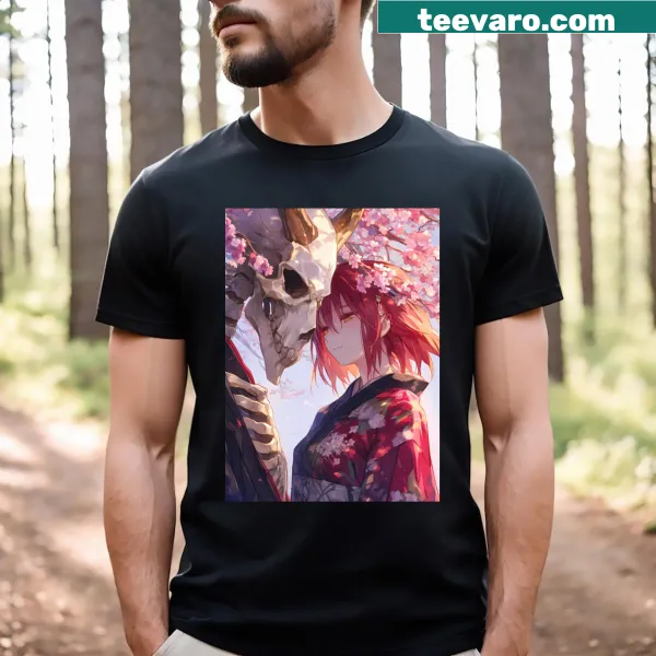 Anime T-shirt featuring Chise and Elias in a Sakura moment