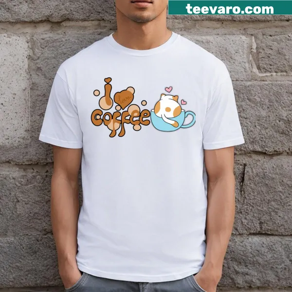 Cute design of a cat combined with coffee-themed text