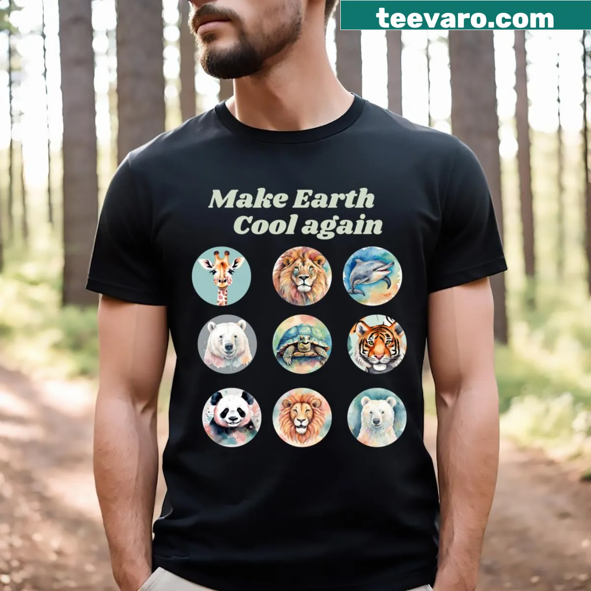 Inspirational t-shirt with conservation message in stylish typography — on a men's t-shirt