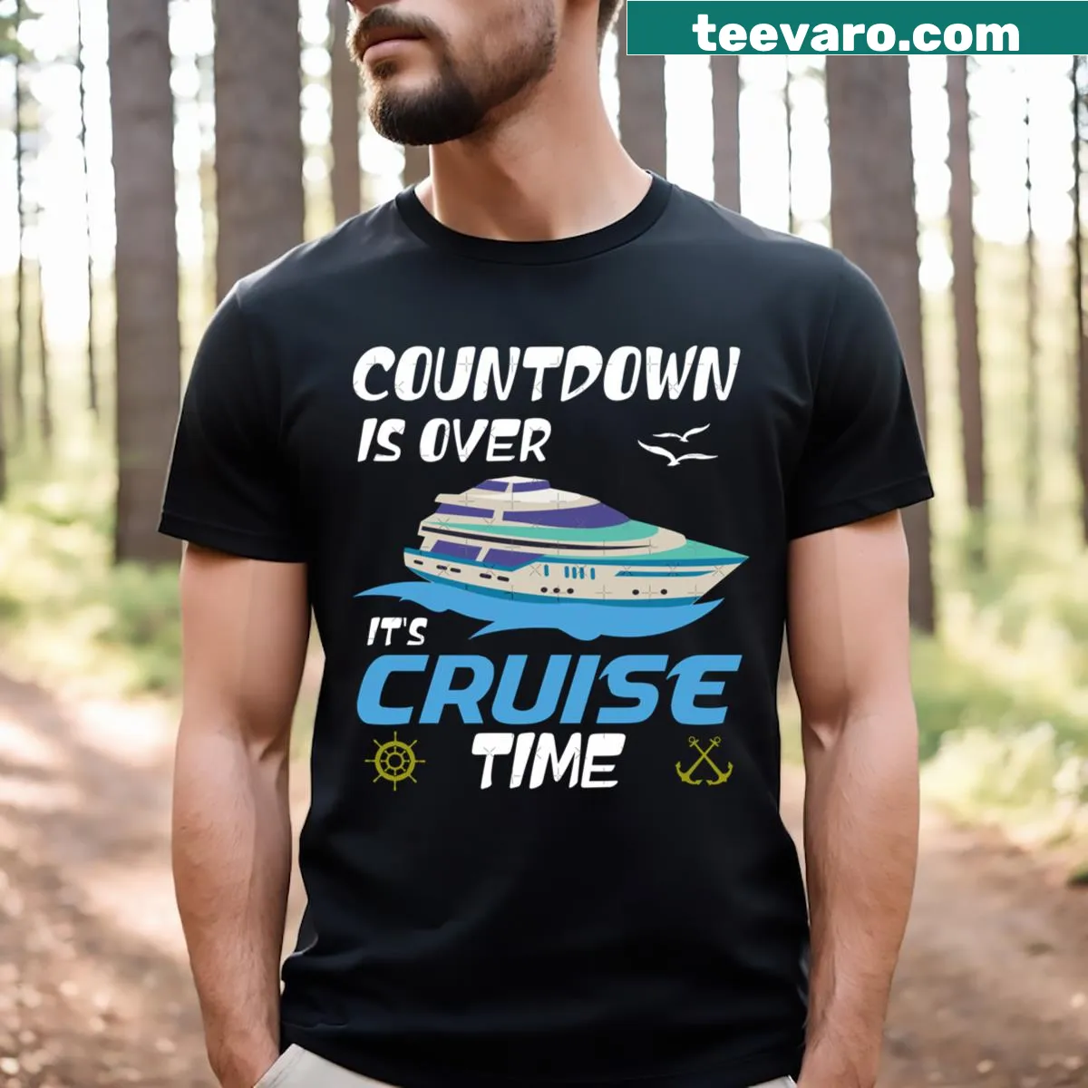 Summer cruise time vacation T-shirt with typography — on a men's t-shirt