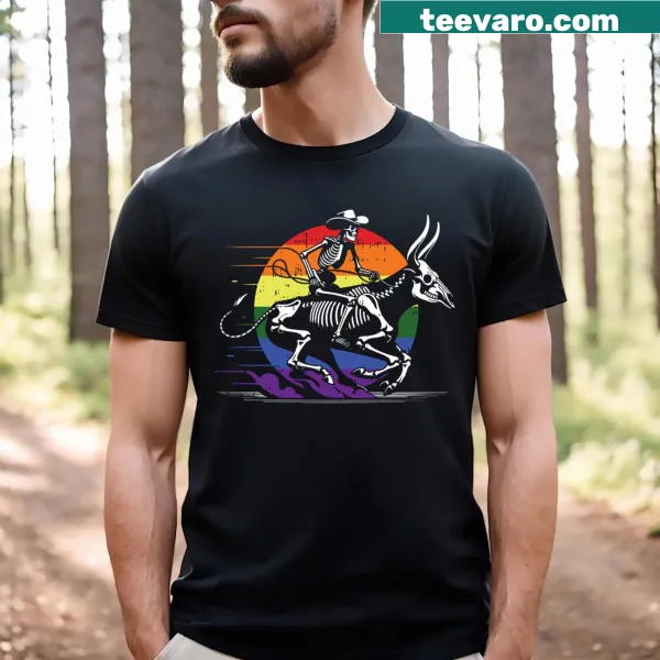 Cowboy graphic with LGBT pride flag on t-shirt
