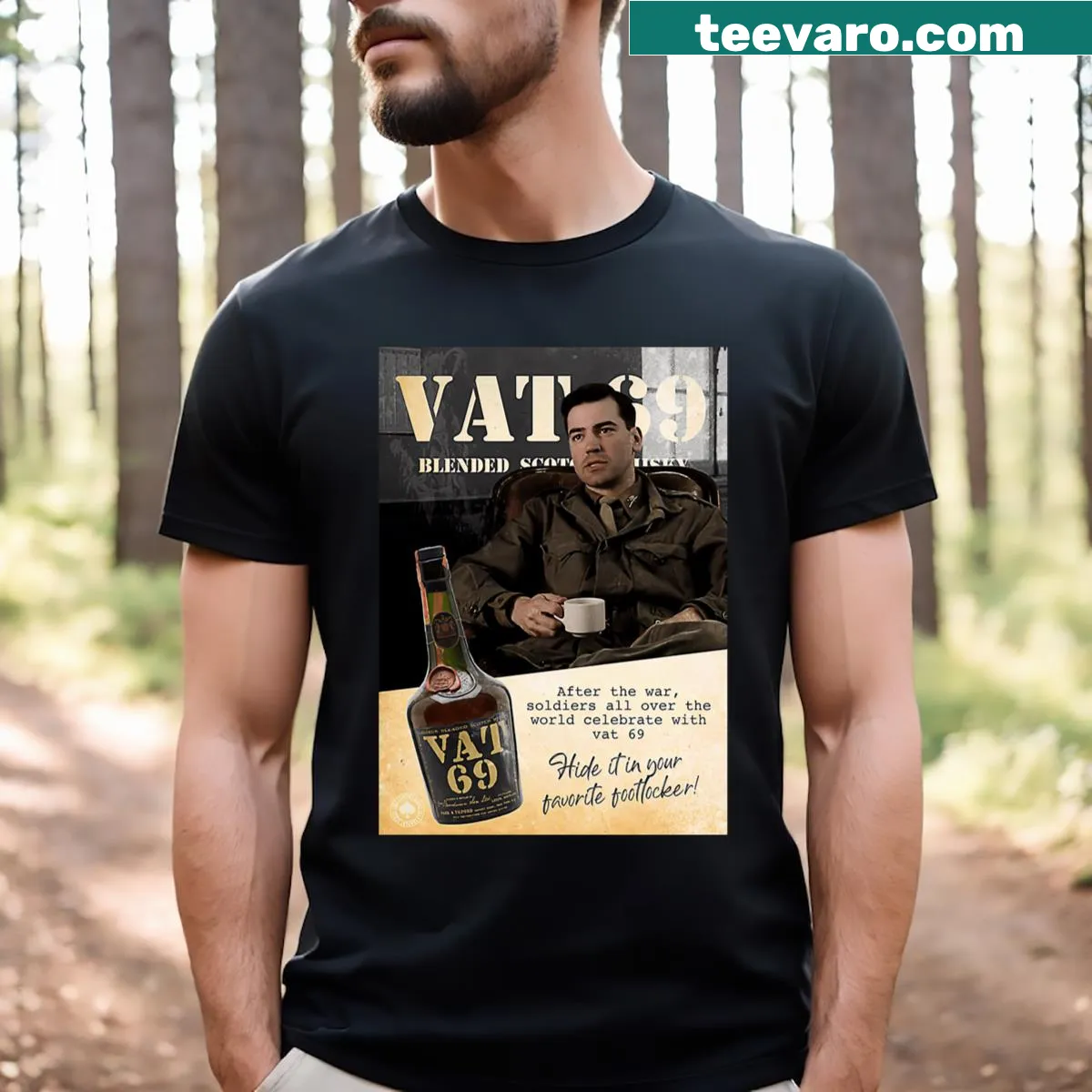 Vintage-style T-shirt celebrating drama and war films — on a men's t-shirt
