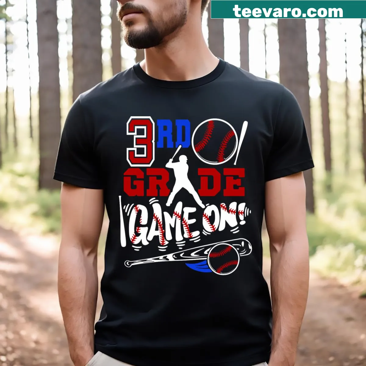 Funny T-shirt for boys with baseball theme and school slogan — on a men's t-shirt