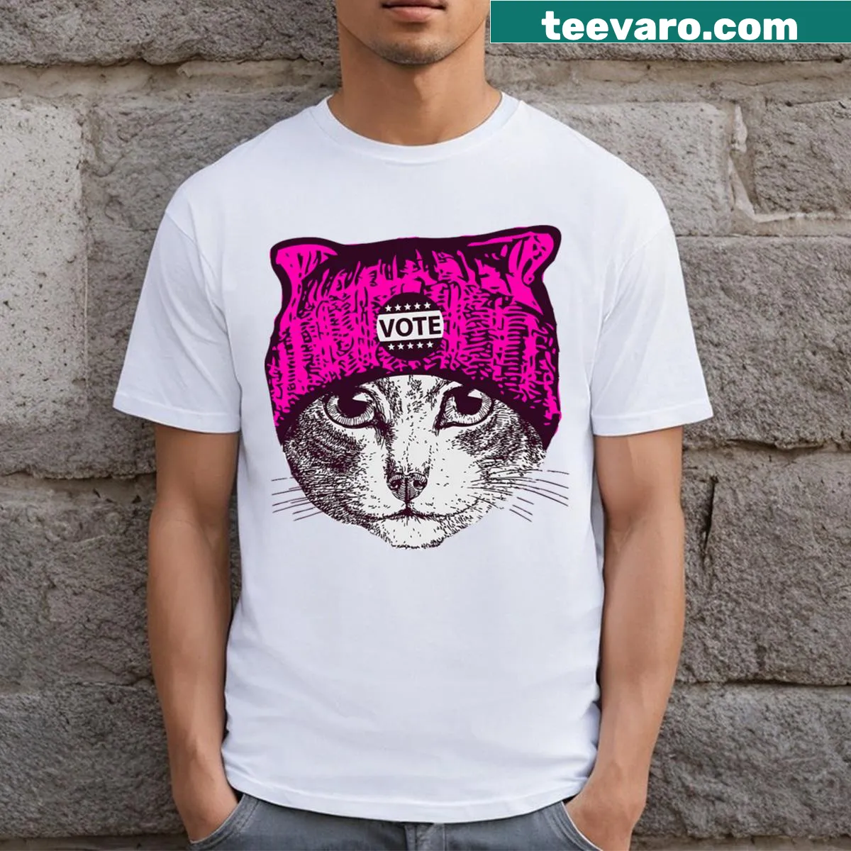 T-shirt with humorous cat-themed message about rights — on a men's t-shirt