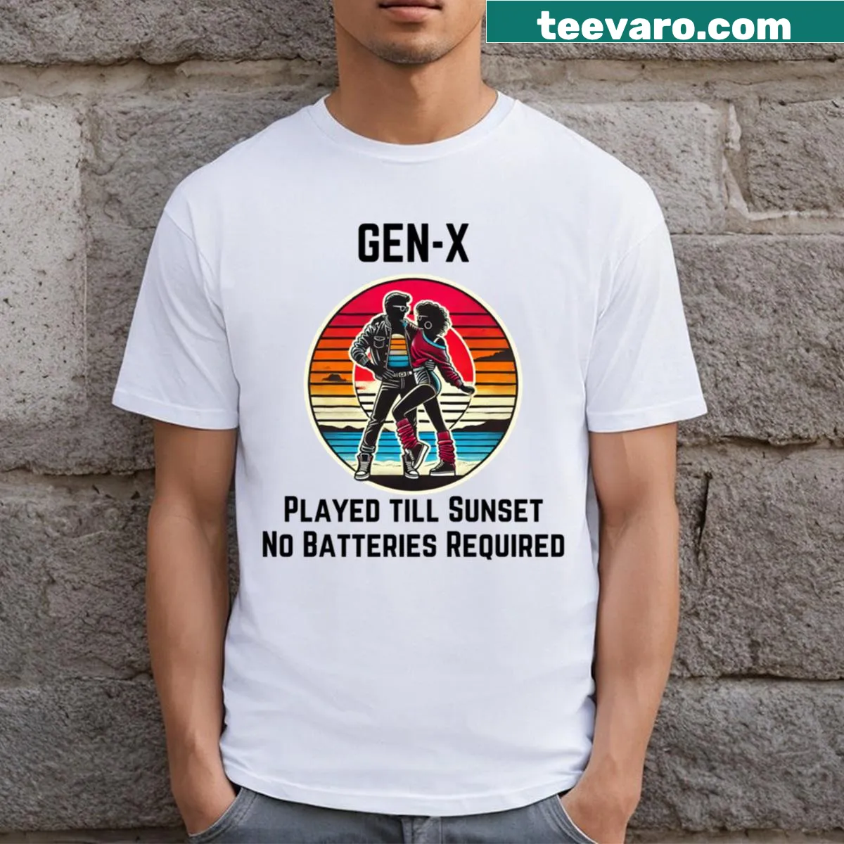 Nostalgic Gen X t-shirt about outdoor play without screens — on a men's t-shirt