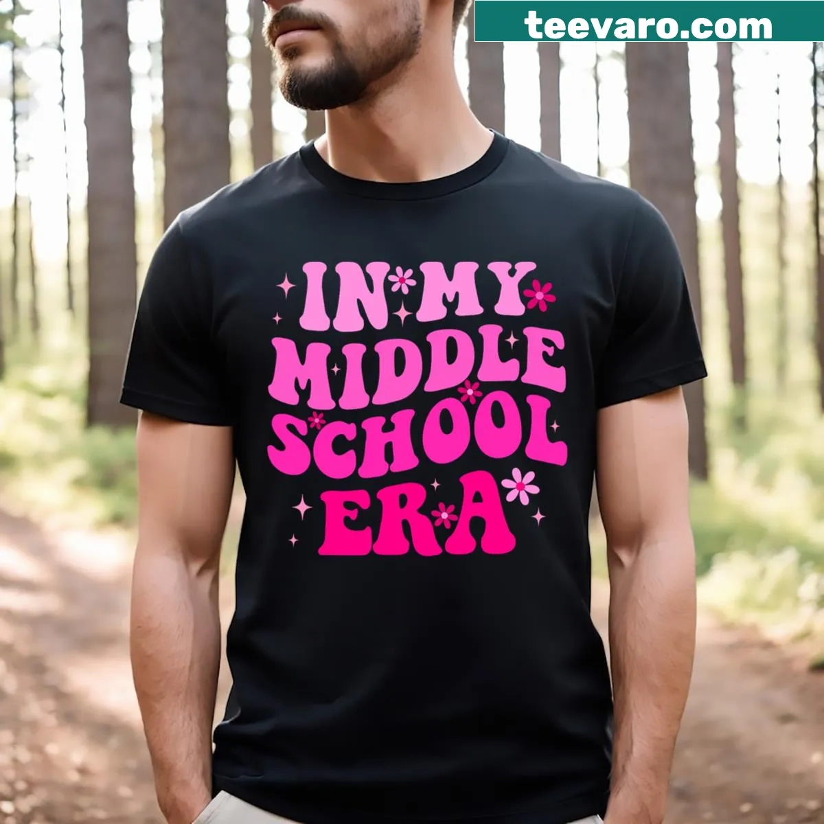 Groovy middle school teacher T-shirt — on a men's t-shirt