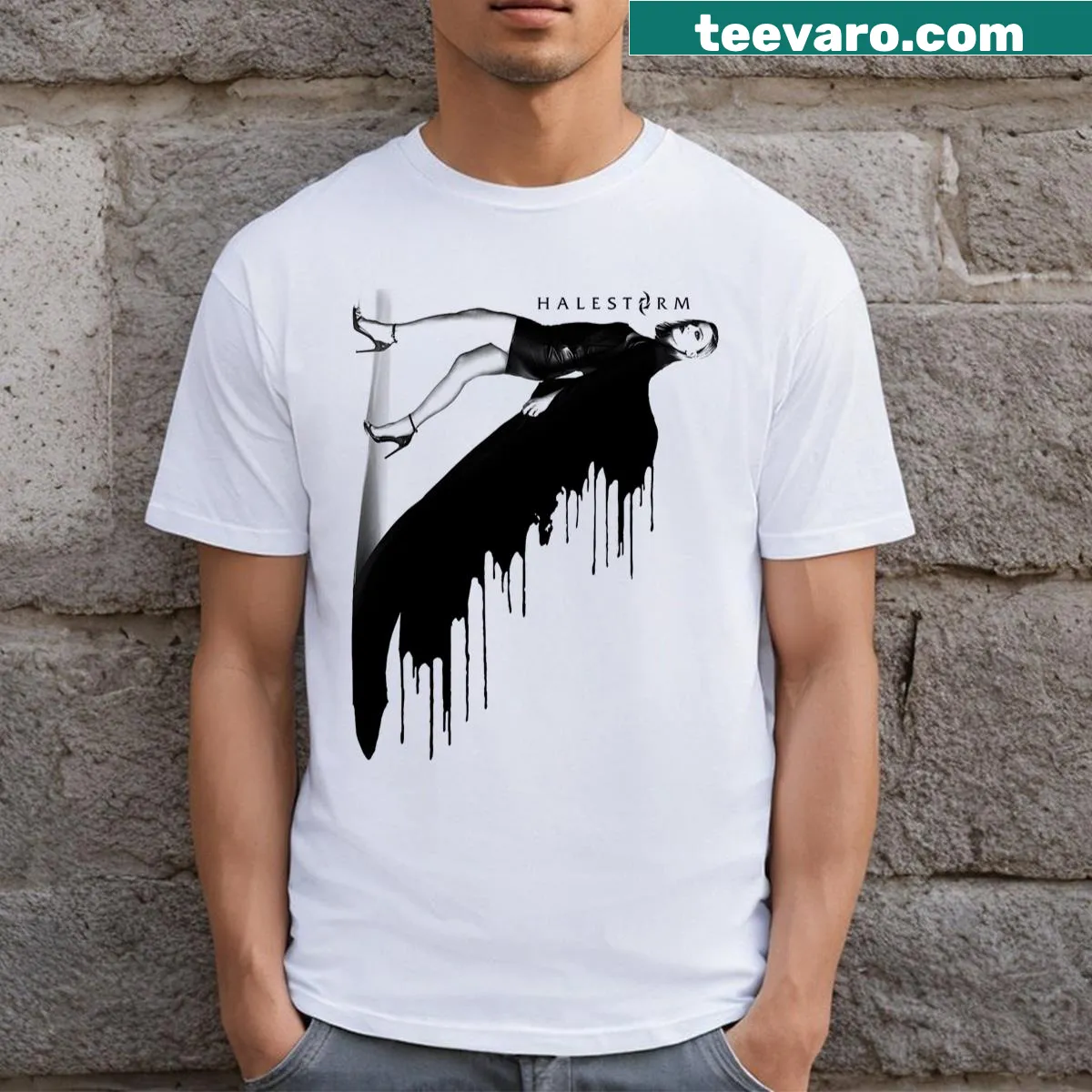 Halestorm Lzzy Hale t-shirt with minimalist design — on a men's t-shirt