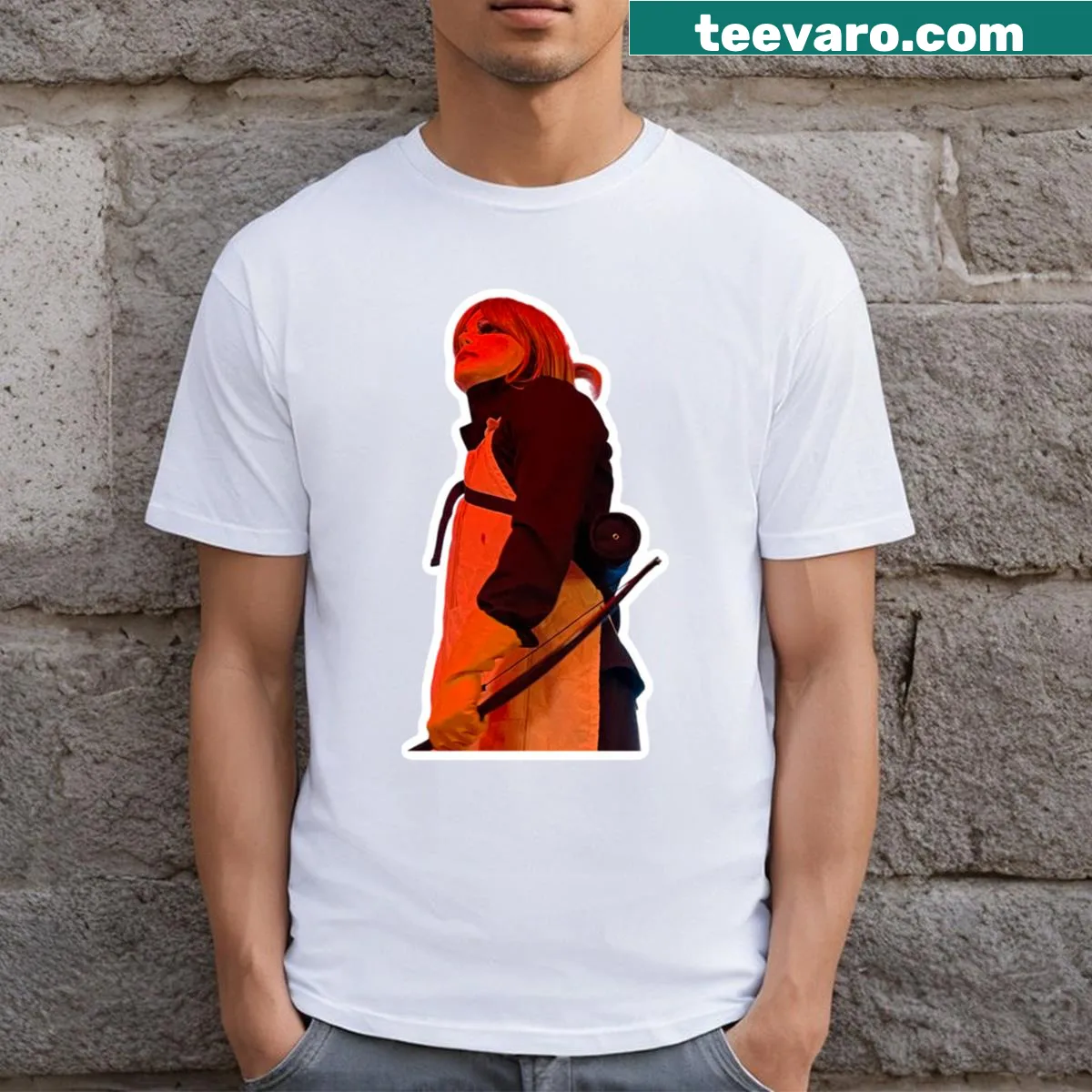 Helga Hellman T-shirt with empowering text — on a men's t-shirt