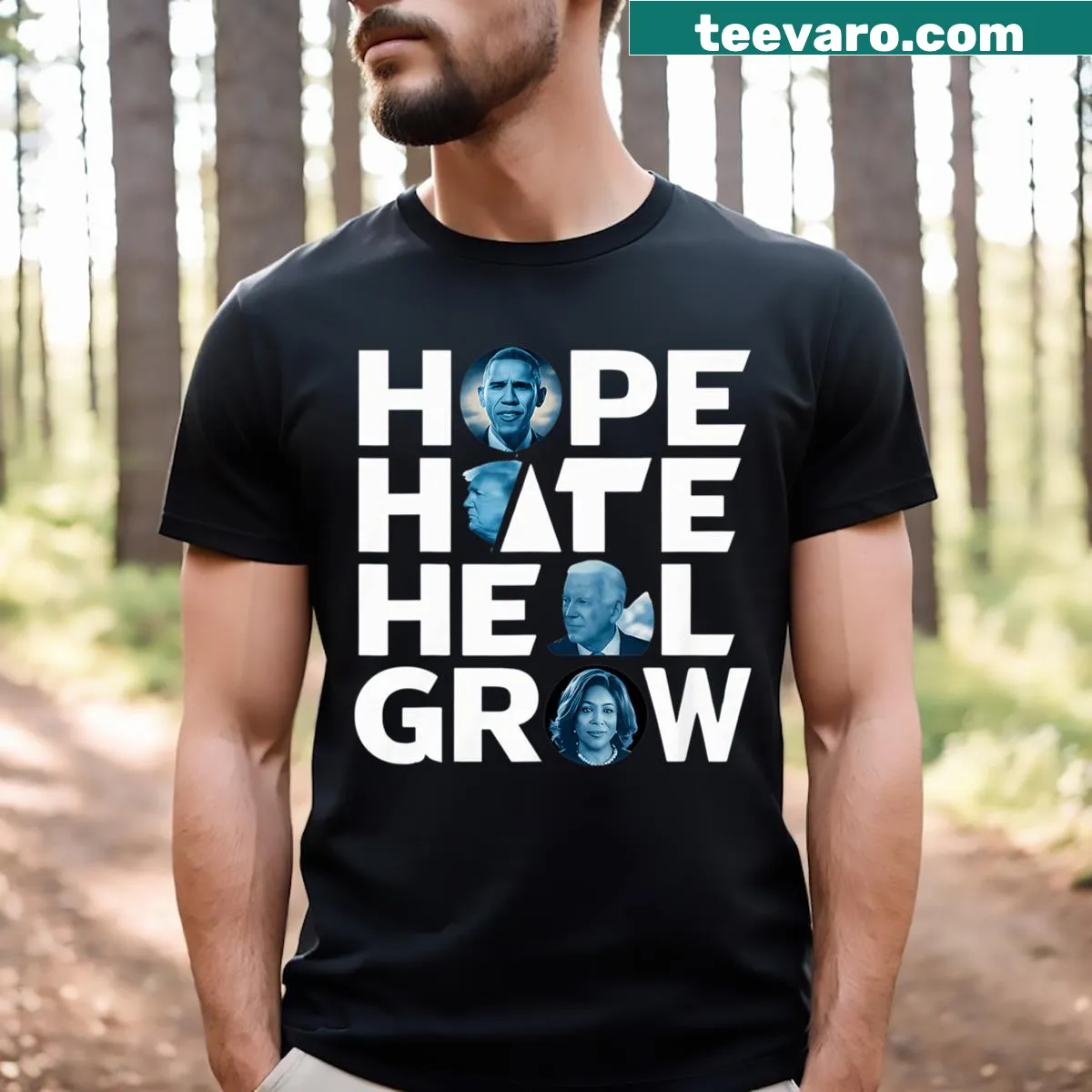 Vote For 2024 President Kamala Harris T-shirt with inspirational phrases — on a men's t-shirt