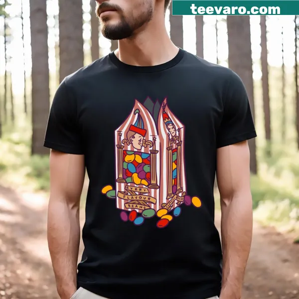 Playful t-shirt featuring whimsical design inspired by flavor beans