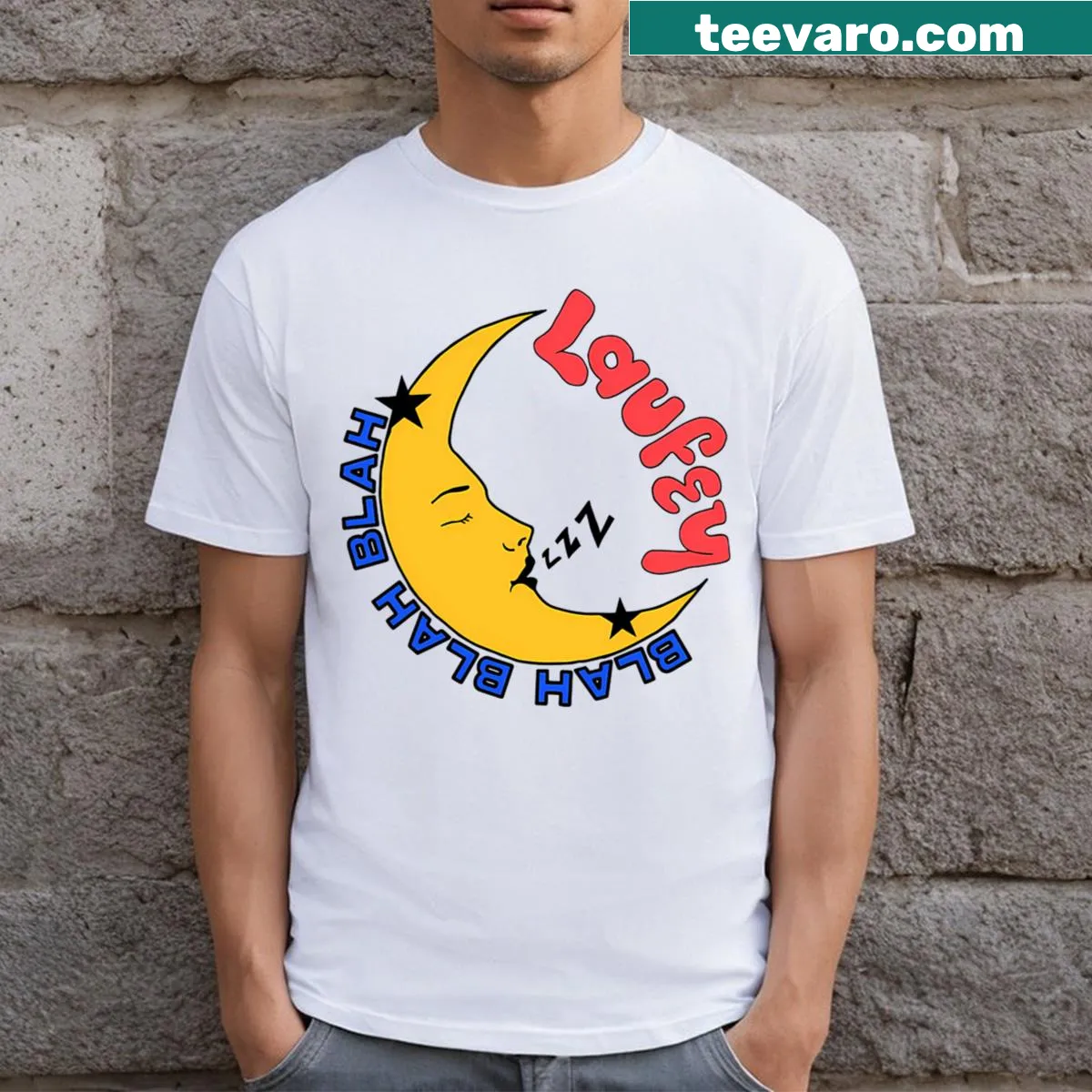 Whimsical graphic of Laufey on a fantasy t-shirt — on a men's t-shirt