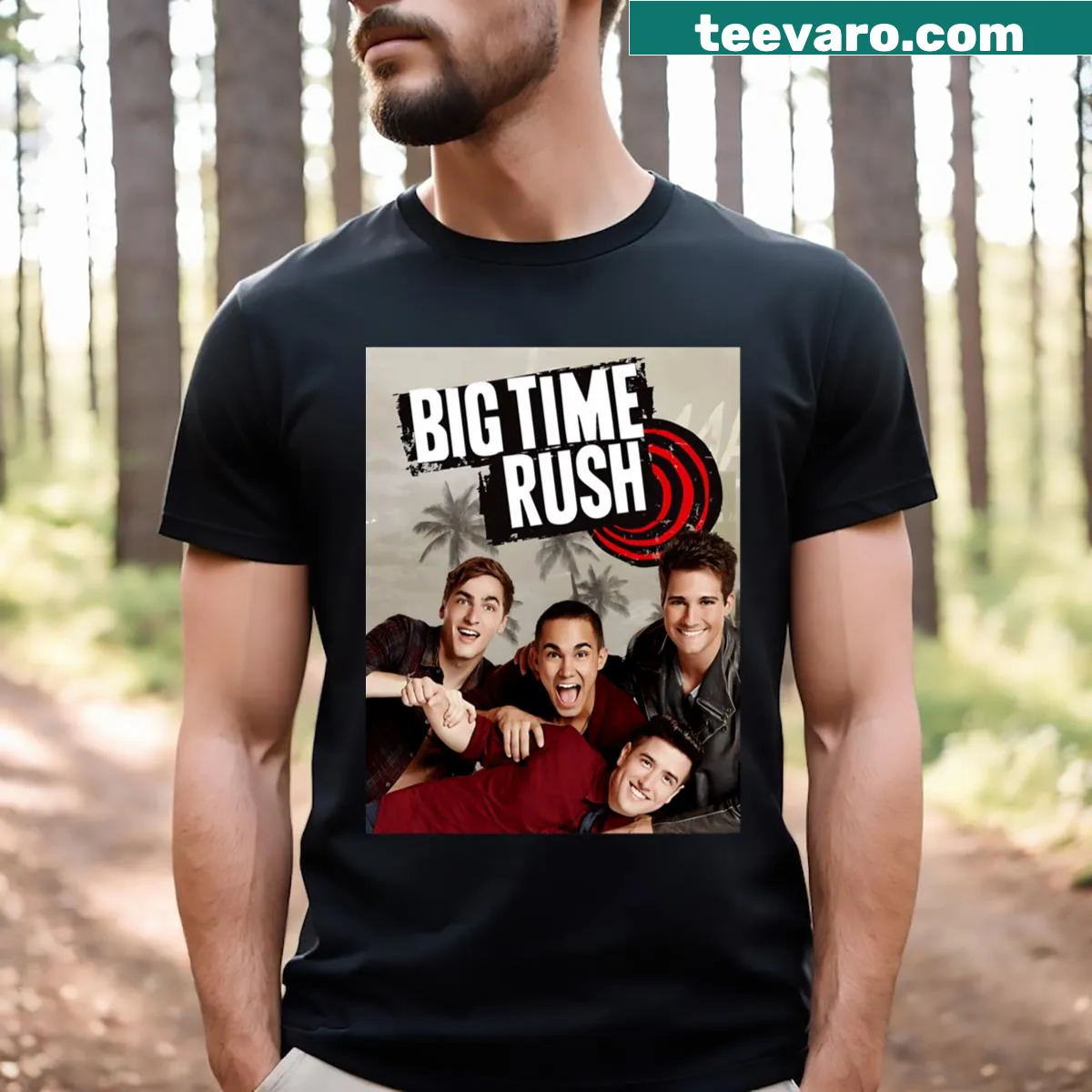 Vintage band tour t-shirt with a classic logo design — on a men's t-shirt
