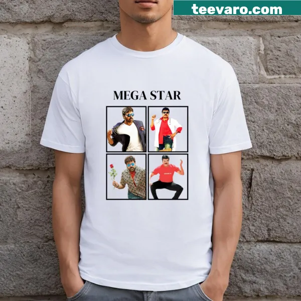 T-shirt featuring an illustration of Chiranjeevi, a Telugu actor