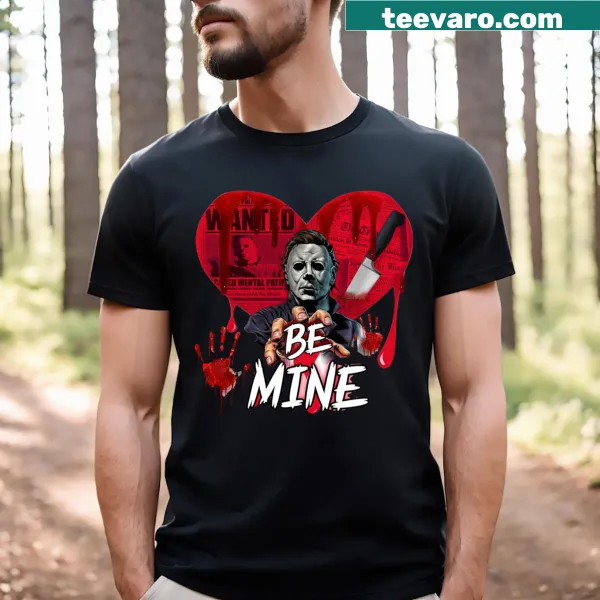 Illustrative Michael Myers design on a Halloween film t-shirt.