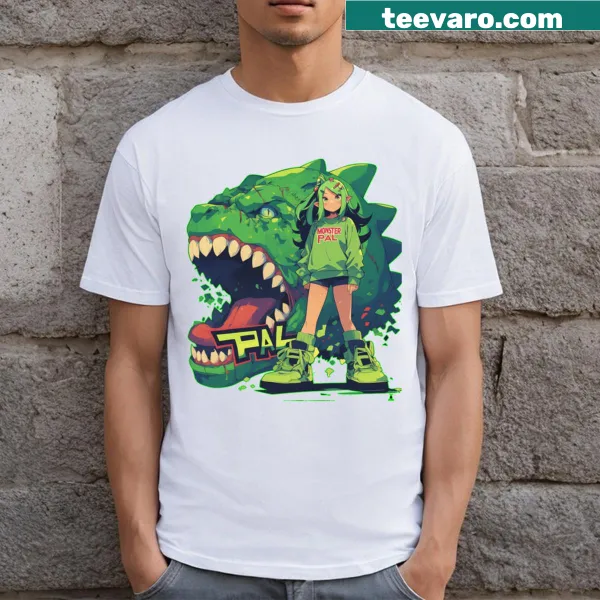 Kawaii goth dinosaur girl t-shirt with a cute monster design