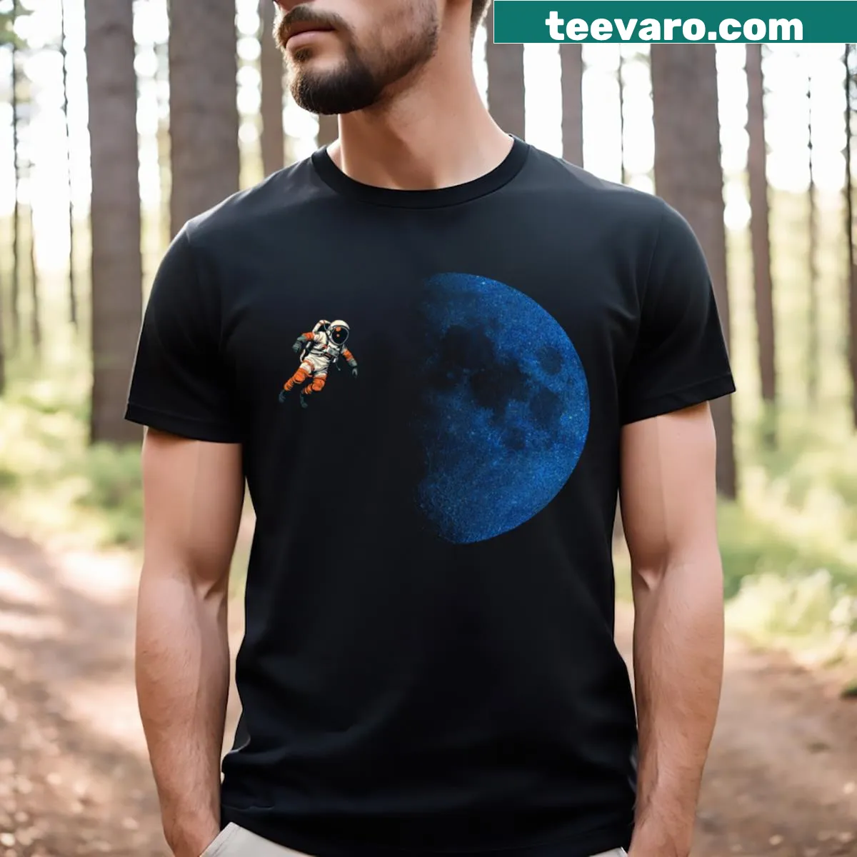 Minimalist silhouette t-shirt featuring a moon design — on a men's t-shirt