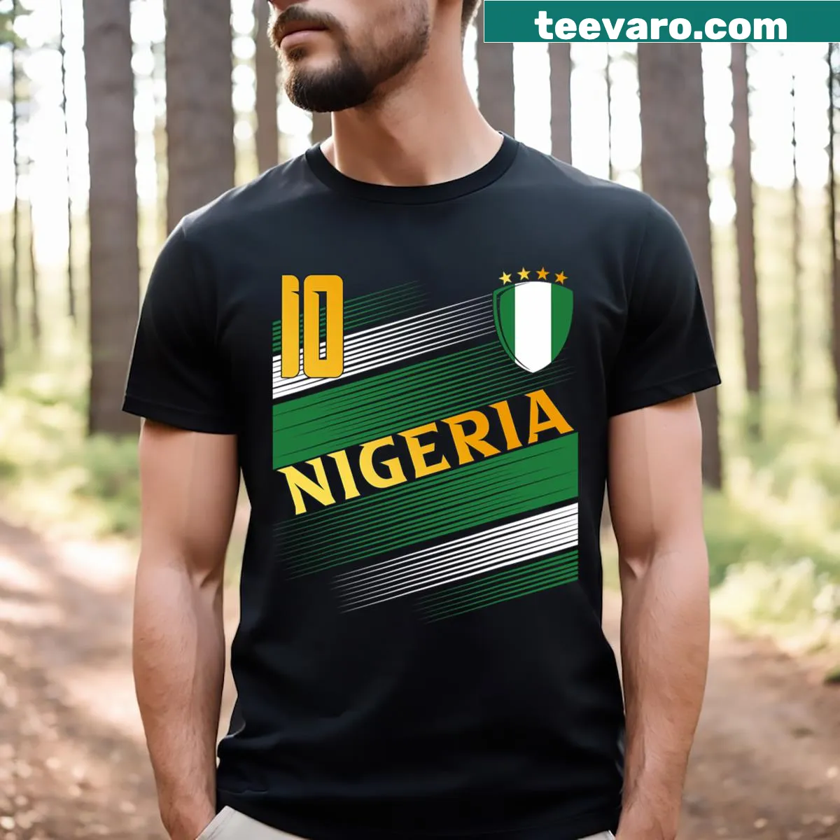 T-shirt displaying the Nigeria flag, symbolizing national pride — on a men's t-shirt