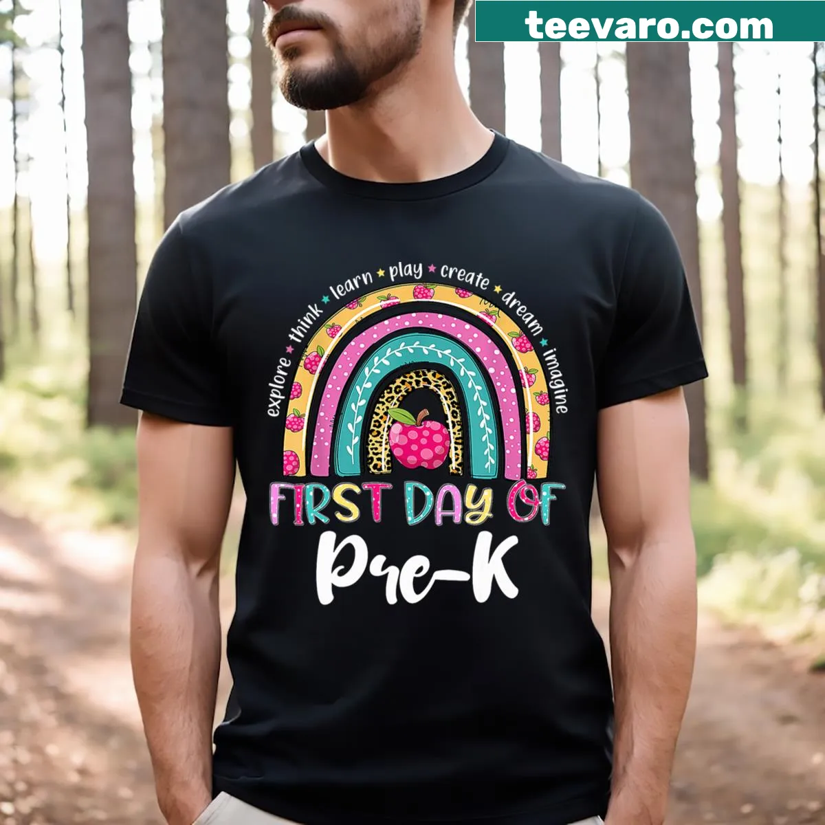 Kids T-shirt with 'Pre K Dude' text for preschoolers. — on a men's t-shirt