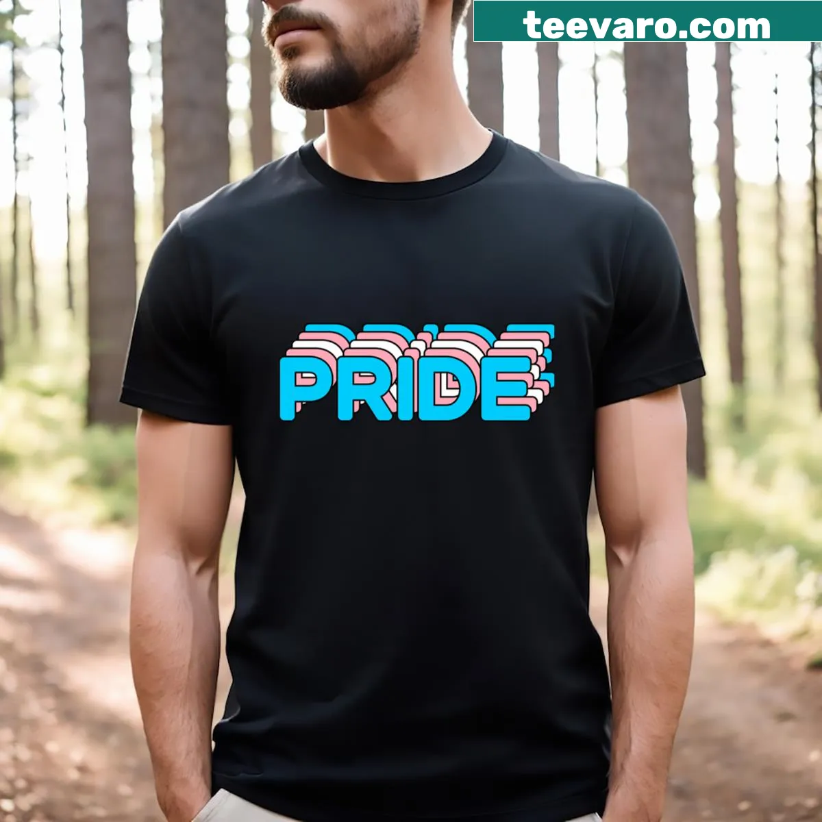 Pride Month t-shirt with bold lettering displaying 'Pride' — on a men's t-shirt