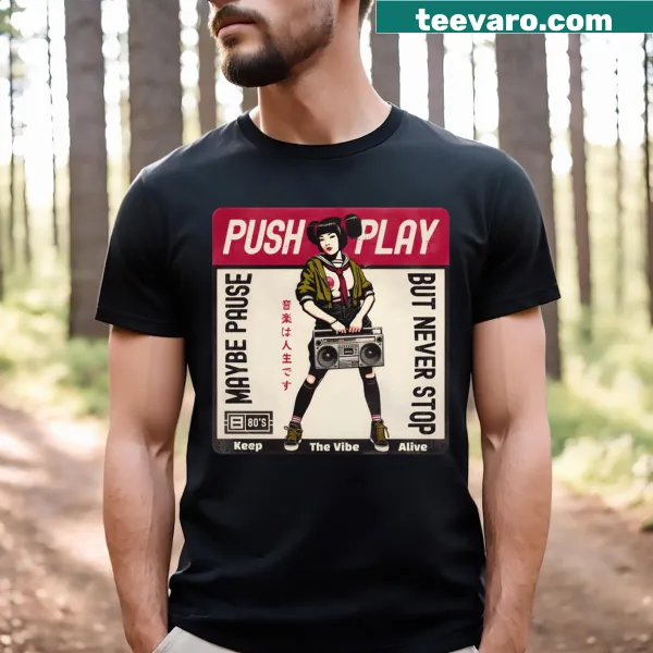 Retro Asian boombox illustration on a t-shirt