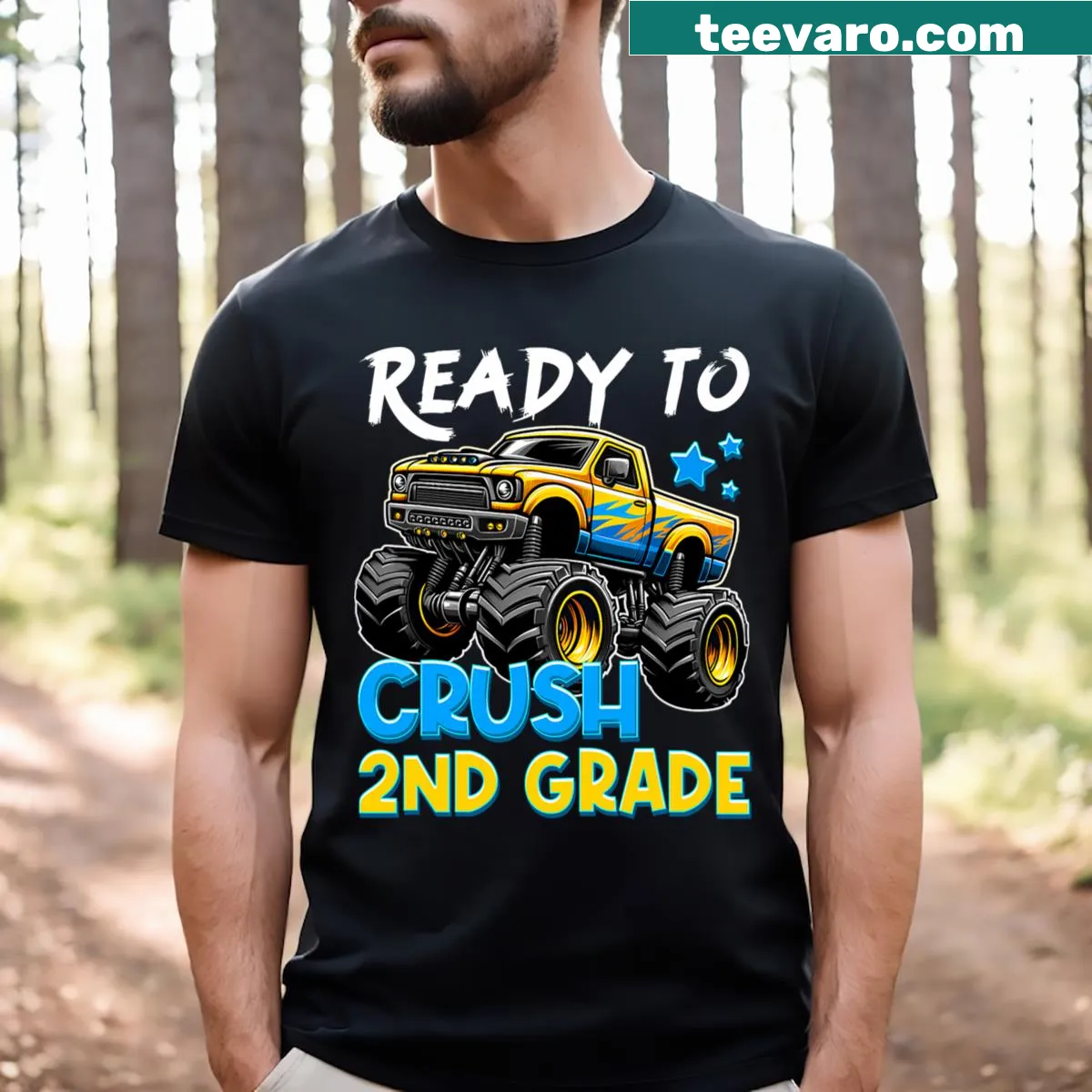 T-shirt with a playful design saying 'Ready To Crush 2nd Grade' for boys — on a men's t-shirt