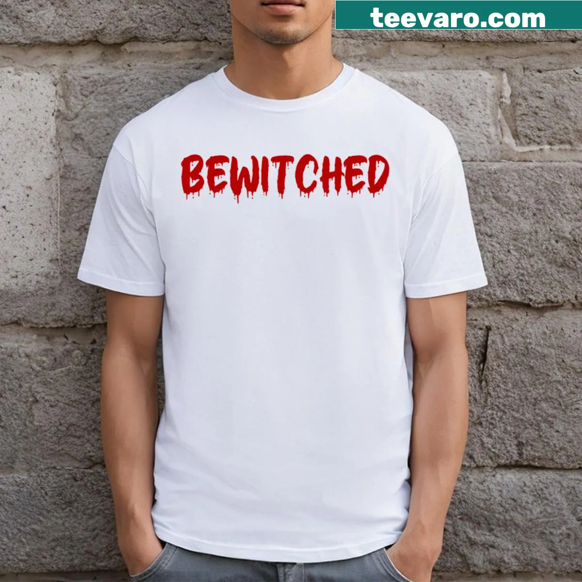 Bewitched blood drip graphic on a T-shirt. — on a men's t-shirt